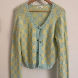 checker print cardigan